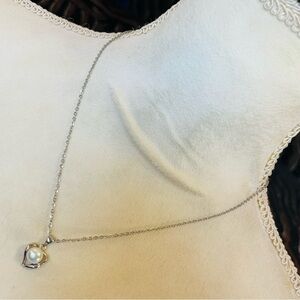 Handcrafted genuine fresh water pearl pendant on chain necklace